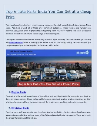 top 6 tata parts india you can get at a cheap