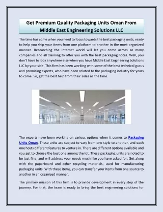 get premium quality packaging units oman from