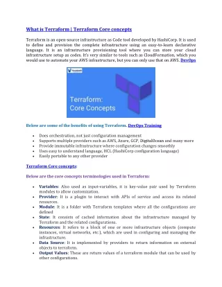 what is terraform terraform core concepts