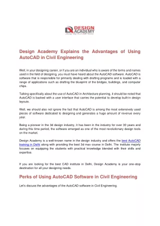 design academy explains the advantages of using