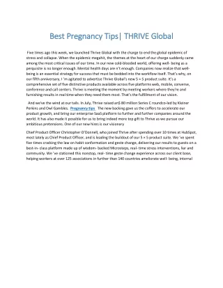 Best Pregnancy Tips THRIVE Global
