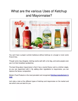 what are the various uses of ketchup