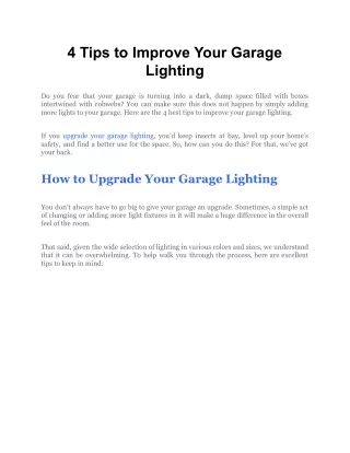 4 tips to improve your garage lighting