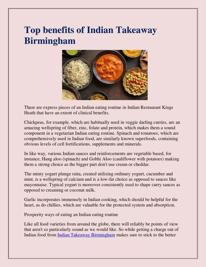 top benefits of indian takeaway birmingham