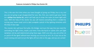 features included in philips hue starter kit