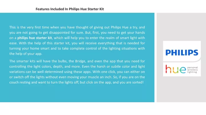 features included in philips hue starter kit