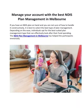 Manage your account with the best NDIS Plan Management in Melbourne