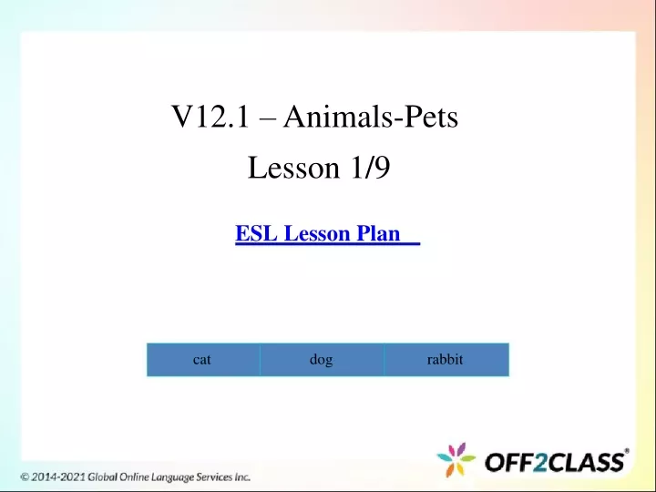 v12 1 animals pets lesson 1 9 esl lesson plan
