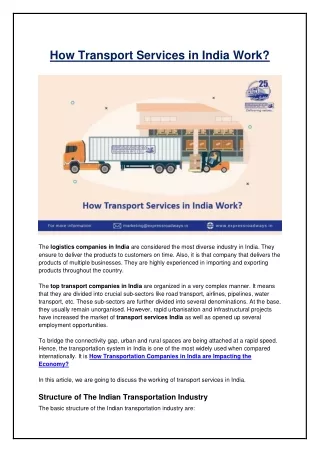 How Transport Services in India Work