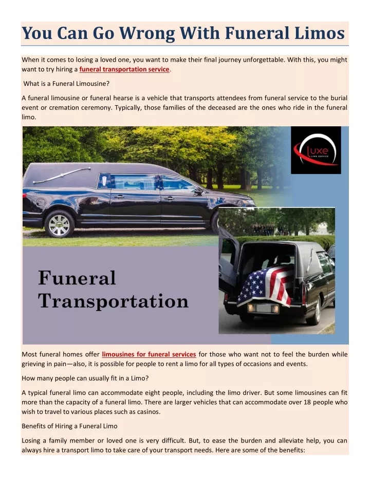 you can go wrong with funeral limos