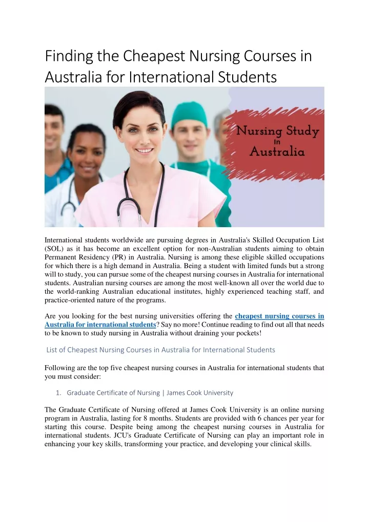 finding the cheapest nursing courses in australia