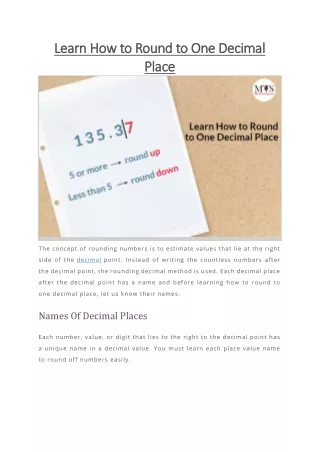 learn how to round to one decimal learn