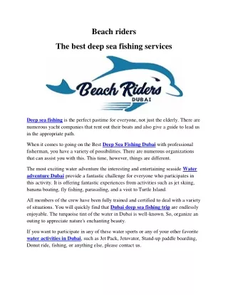 The best deep sea fishing services