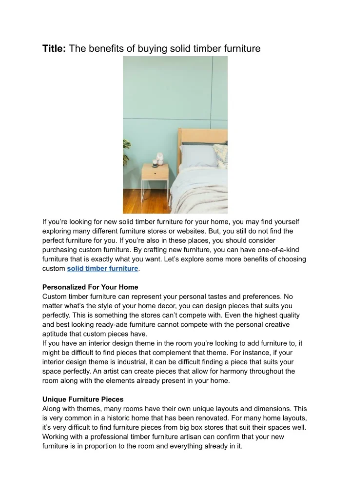 PPT - The benefits of buying solid timber furniture PowerPoint ...