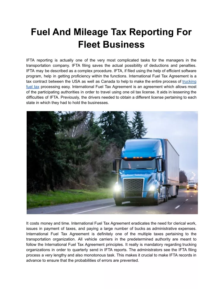 fuel and mileage tax reporting for fleet business