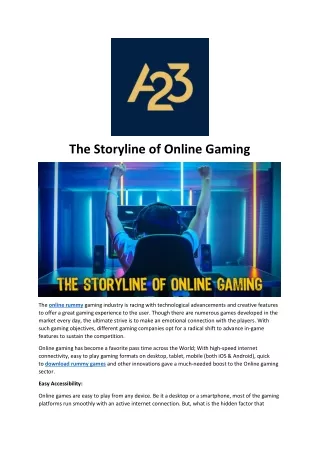 the storyline of online gaming