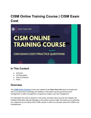 cism online training course cism exam cost