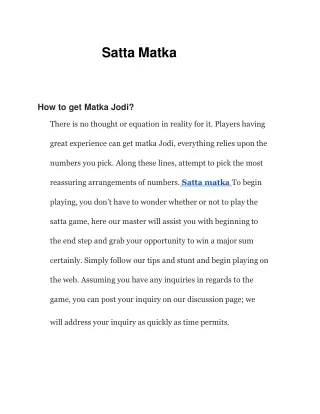 Satta Matka Satta Matka mobi