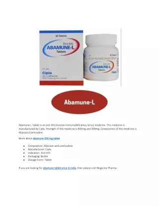 abamune l tablet is an anti hiv human