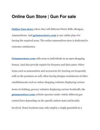 Online Gun Store | Gun For sale