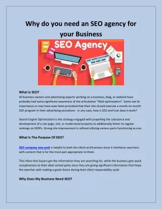 Why do you need a SEO agency for your business