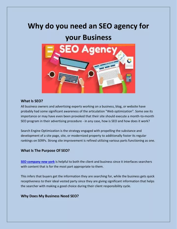 why do you need an seo agency for your business
