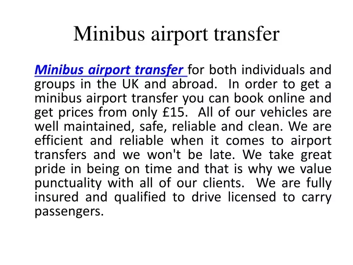 minibus airport transfer