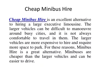 Cheap Minibus Hire