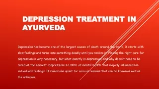 Depression Treatment in Ayurveda