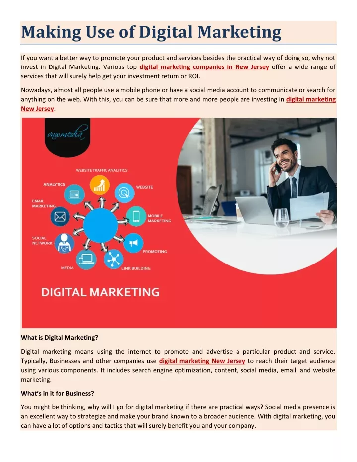 making use of digital marketing
