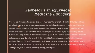 Bachelor's in Ayurvedic Medicine & Surgery