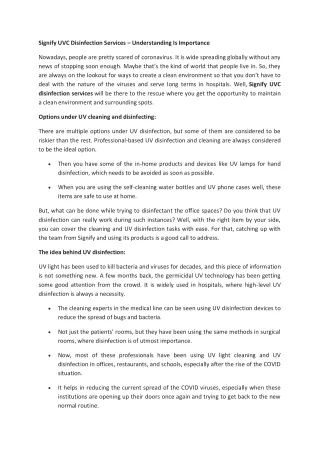 signify uvc disinfection services understanding