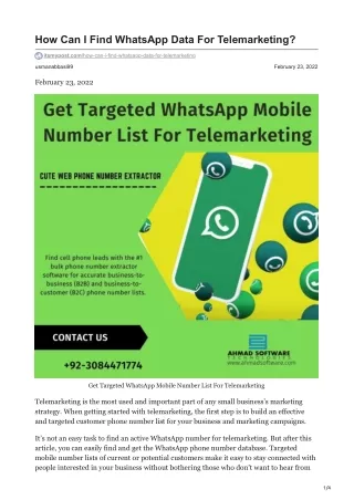 how can i find whatsapp data for telemarketing