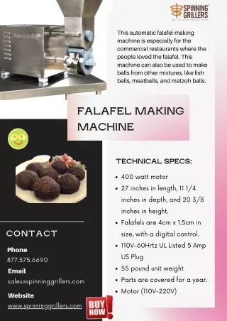 Automatic Falafel Making Machine By Spinning Grillers