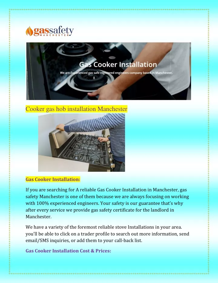 cooker gas hob installation manchester