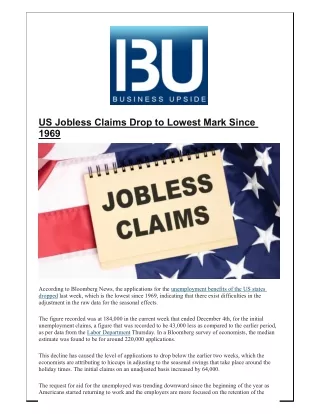 us jobless claims drop to lowest mark since 1969