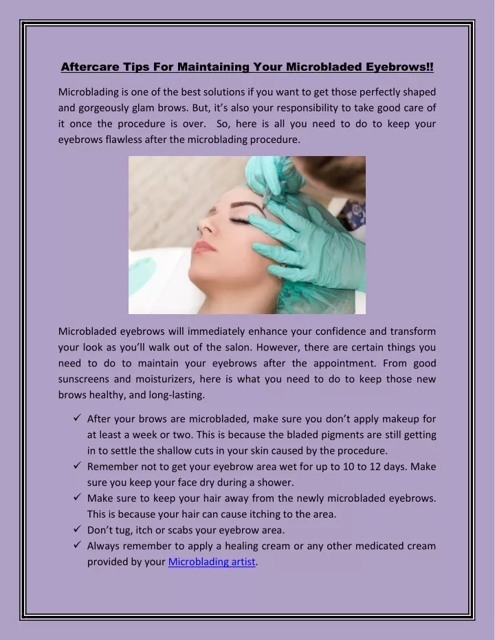 aftercare tips for maintaining your microbladed