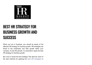 best hr strategy for business growth and success