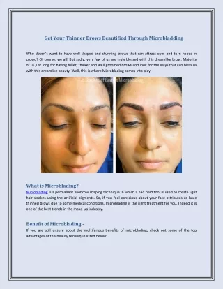 Get Your Thinner Brows Beautified Through Microbladding