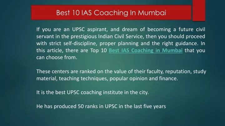 best 10 ias coaching in mumbai
