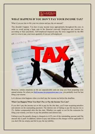 WHAT HAPPENS IF YOU DON'T PAY YOUR INCOME TAX?