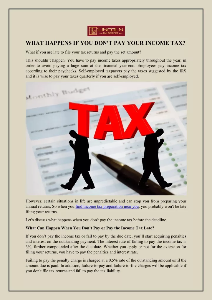 what happens if you don t pay your income tax