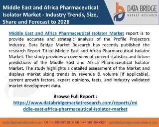 New Empirical Research Report on Middle East and Africa Pharmaceutical Isolator