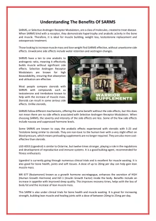 understanding the benefits of sarms