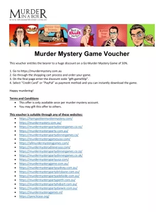 Murder Mystery Game Voucher