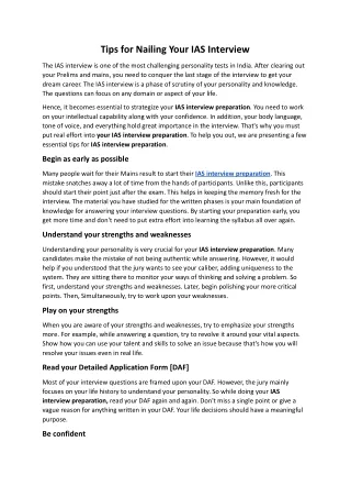 tips for nailing your ias interview