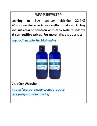 Buy Sodium Chlorite 28% Online  Wpspurewater.com