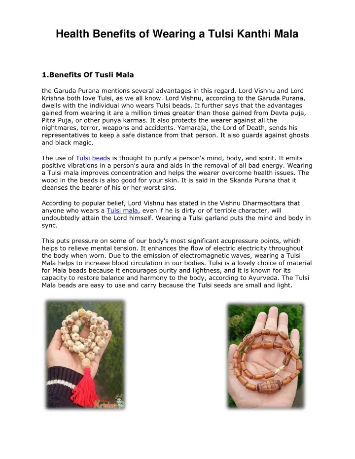 health benefits of wearing a tulsi kanthi mala
