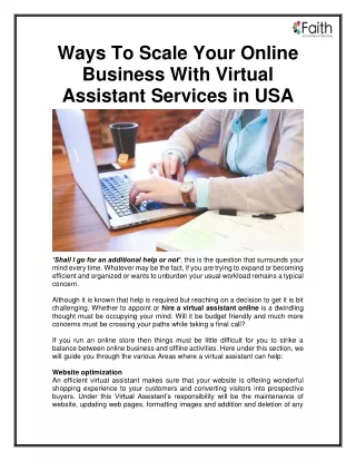 Ways To Scale Your Online Business With Virtual Assistant Services in USA