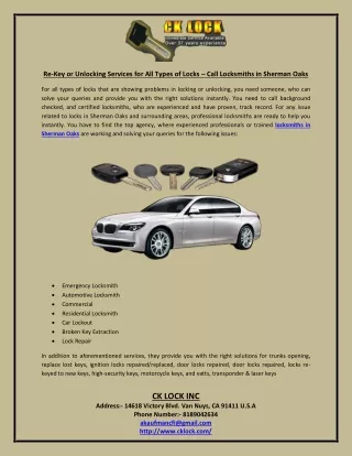 re key or unlocking services for all types